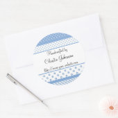 手作り – 青と白のパターンデザイン ラウンドシール (封筒)