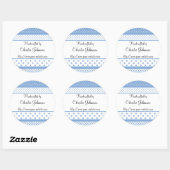 手作り – 青と白のパターンデザイン ラウンドシール (シート)