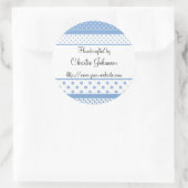 手作り – 青と白のパターンデザイン ラウンドシール (バッグ)