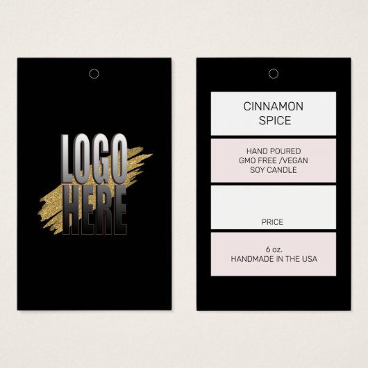 手作りSoy Candle価格ラベルとビジネスロゴ (正面&裏面)