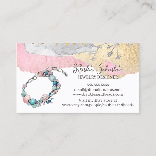 手作エレガントりのジュエリーとビーズ 名刺 (裏面)