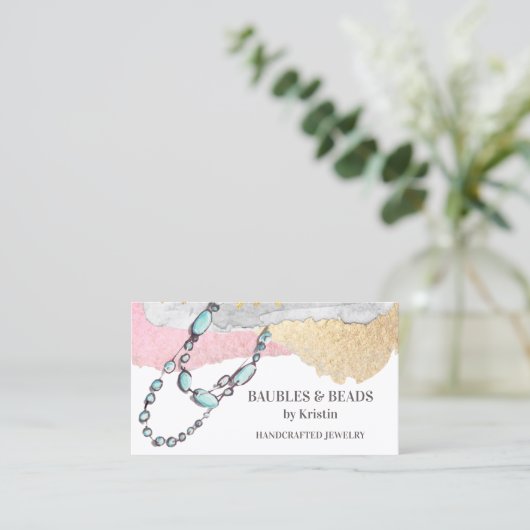 手作エレガントりのジュエリーとビーズ 名刺 (スタンド正面)