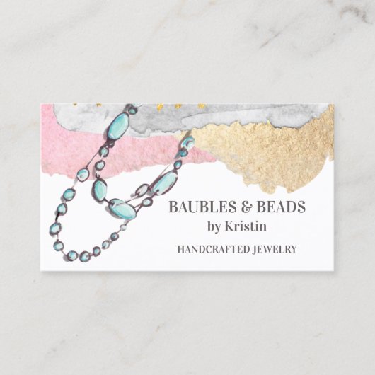 手作エレガントりのジュエリーとビーズ 名刺 (正面)
