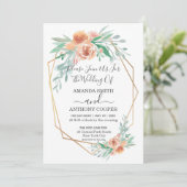 手作エレガントりフローラ水の色の招待 招待状 (スタンド正面)