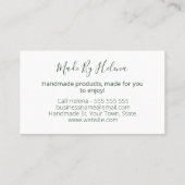 手作オーガニックりスパ石鹸体バタースキンケア 名刺 (裏面)