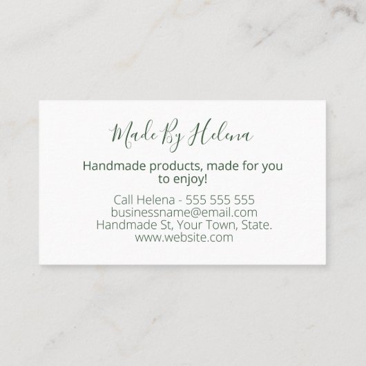 手作オーガニックりスパ石鹸体バタースキンケア 名刺 (裏面)