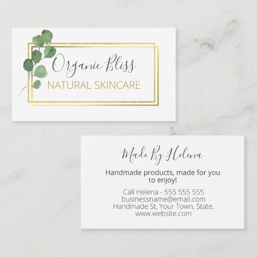 手作オーガニックりスパ石鹸体バタースキンケア 名刺 (正面/裏面)