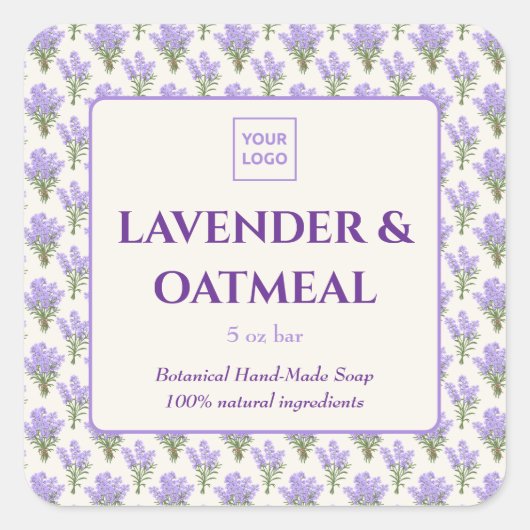 手作カスタムりラベンダー石鹸のビジネスシール スクエアシール (正面)
