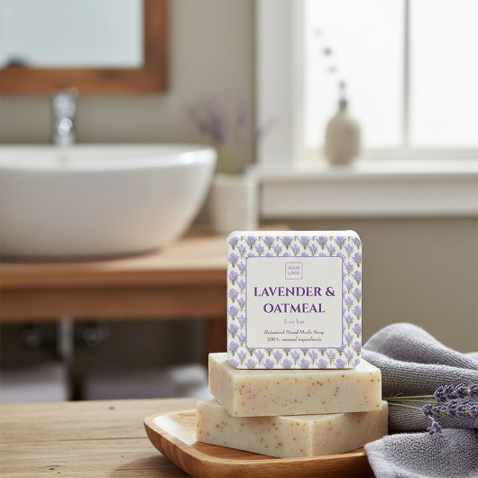 手作カスタムりラベンダー石鹸のビジネスシール スクエアシール