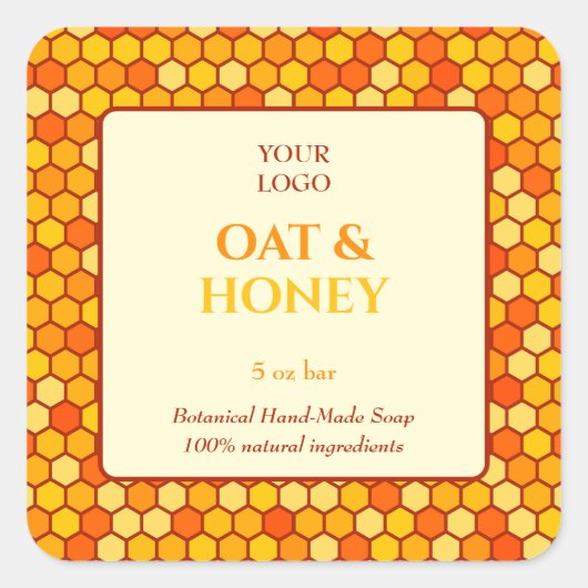 手作カスタムり石鹸のビジネス用ステッカー スクエアシール (正面)