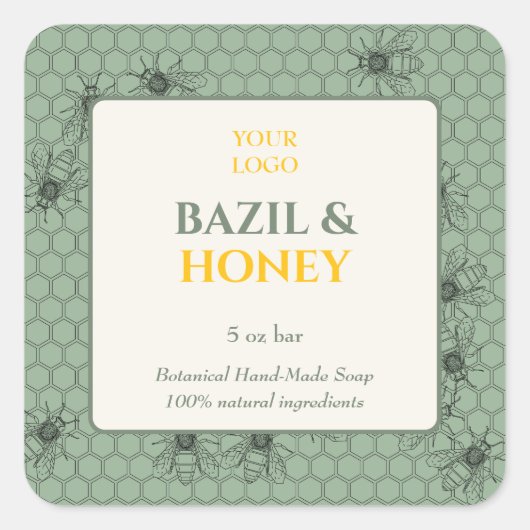 手作カスタムり石鹸のビジネス用ステッカー スクエアシール (正面)