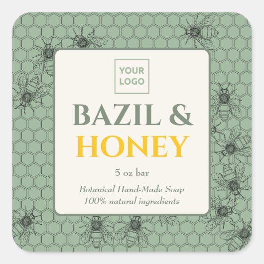 手作カスタムり石鹸のビジネス用ステッカー スクエアシール (正面)