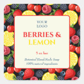 手作カスタムり石鹸のビジネス用ステッカー スクエアシール (正面)