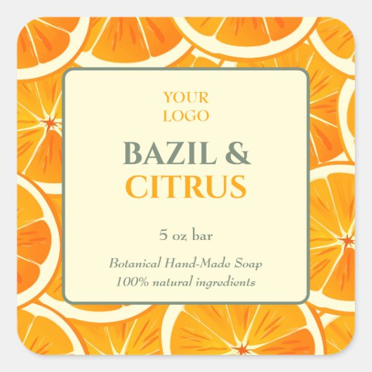 手作カスタムり石鹸のビジネス用ステッカー スクエアシール (正面)