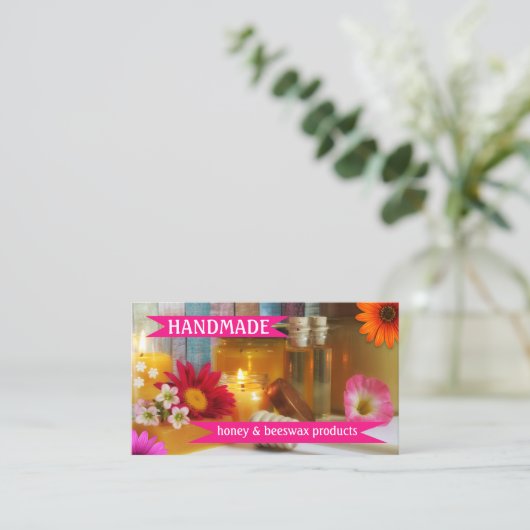 手作カラフルりハニービーズワックス名刺 名刺 (スタンド正面)