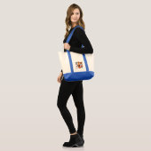 手作カラフルり紙野生動物 トートバッグ (正面(モデル))