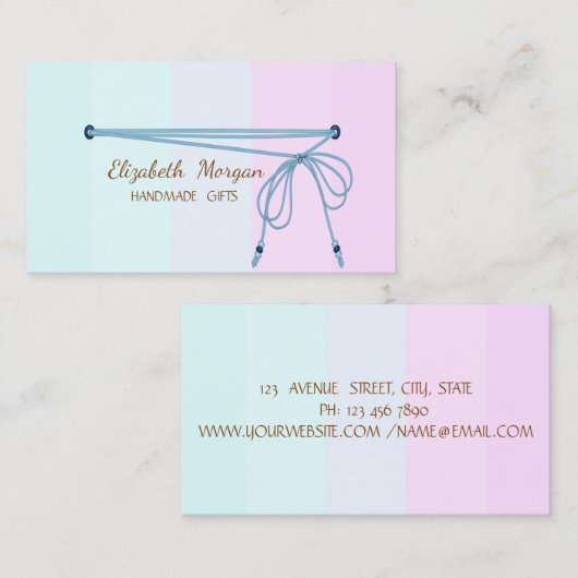 手作シンプルり素朴のカラフルストライプの 名刺 (正面/裏面)