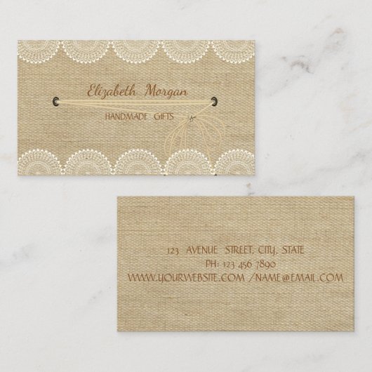 手作シンプルり素朴レース 名刺 (正面/裏面)