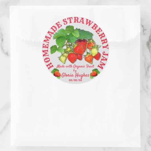 手作パーソナライズされたりストロベリージャムカスタム文字 ラウンドシール (バッグ)