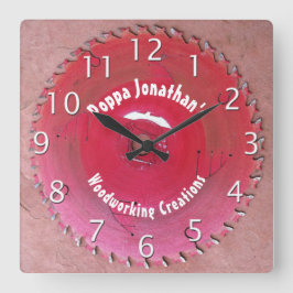 手作パーソナライズされたり赤鋸刃 スクエア壁時計