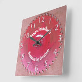 手作パーソナライズされたり赤鋸刃 スクエア壁時計 (傾斜)