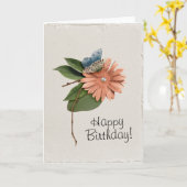 手作フェイクりハッピーバースデー蝶 カード (黄色い花)