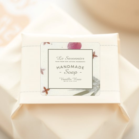 手作フェイクりフローラ紙天然石鹸 スクエアシール
