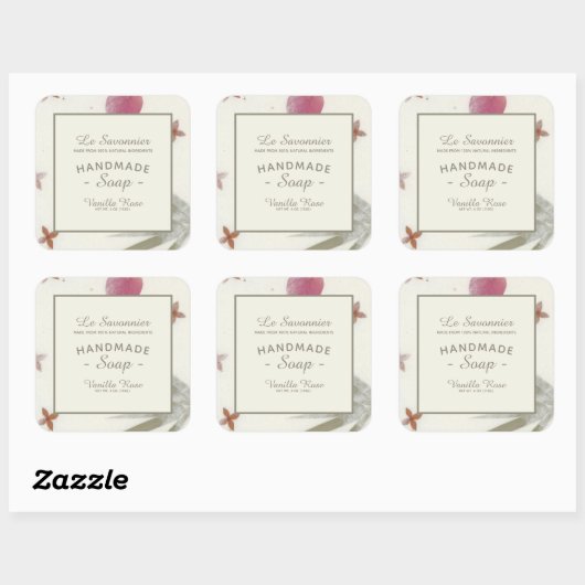 手作フェイクりフローラ紙天然石鹸 スクエアシール (シート)