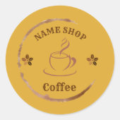 手作モダンりコーヒー茶カスタムの事業名 ラウンドシール (正面)