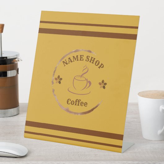 手作モダンりコーヒー茶カスタムの事業名 台座サイン (インサイチュ)