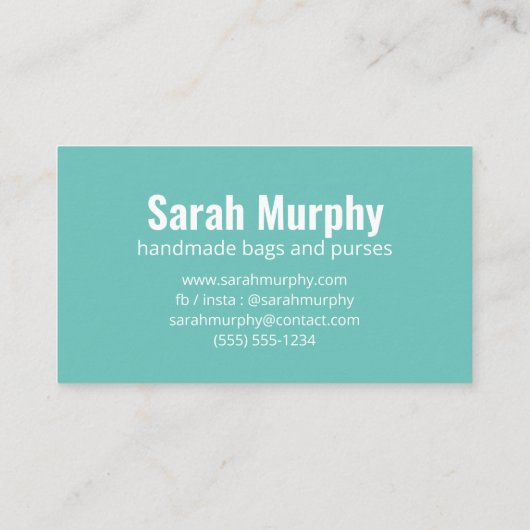 手作モダンりピンクミントスクリプトタイポグラフィ 名刺 (裏面)