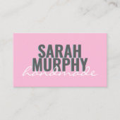 手作モダンりピンクミントスクリプトタイポグラフィ 名刺 (正面)