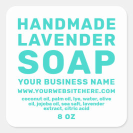 手作モダンりラベンダーソープターコイズブルーホワイト スクエアシール