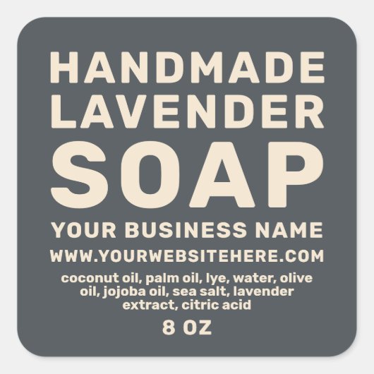 手作モダンりラベンダーソープブラックアイボリー スクエアシール (正面)