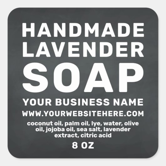 手作モダンりラベンダー石鹸チョークボード スクエアシール (正面)