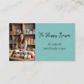 手作モダンり石鹸ショップソーパーブルーグリーン 名刺 (正面)