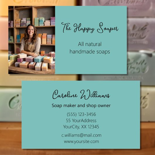 手作モダンり石鹸ショップソーパーブルーグリーン 名刺