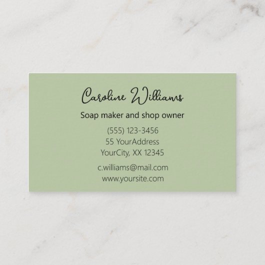 手作モダンり石鹸ショップ紙ゲージグリーン 名刺 (裏面)