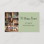 手作モダンり石鹸ショップ紙ゲージグリーン 名刺 (正面)