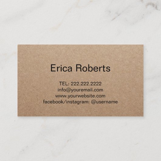 手作素朴りはっきりした文字ミニマリストクラフト 名刺 (裏面)