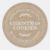 手作素朴りクリスマスクッキークラフト紙 ラウンドシール (正面)