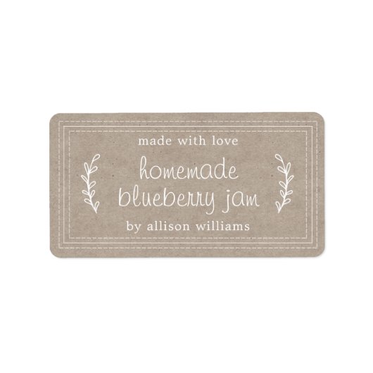 手作素朴りブルーベリージャムキャニングクラフト紙 ラベル (正面)