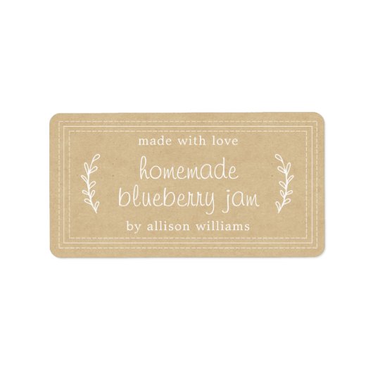手作素朴りブルーベリージャムキャニングクラフト紙 ラベル (正面)