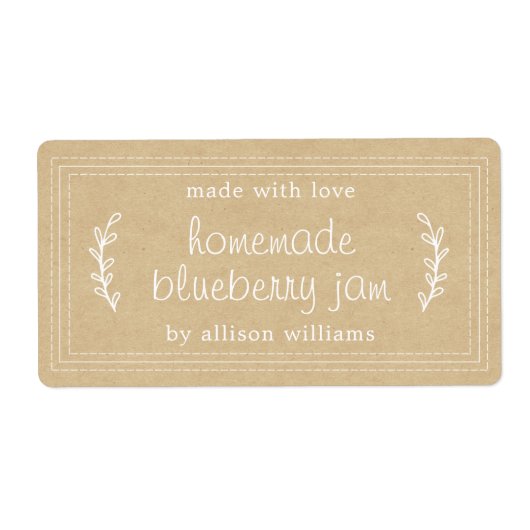 手作素朴りブルーベリージャムキャニングクラフト紙 ラベル (正面)