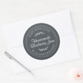 手作素朴りブルーベリージャムキャニングブラック ラウンドシール (封筒)