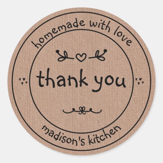 手作素朴りラブクラフト紙ありがとう ラウンドシール (正面)