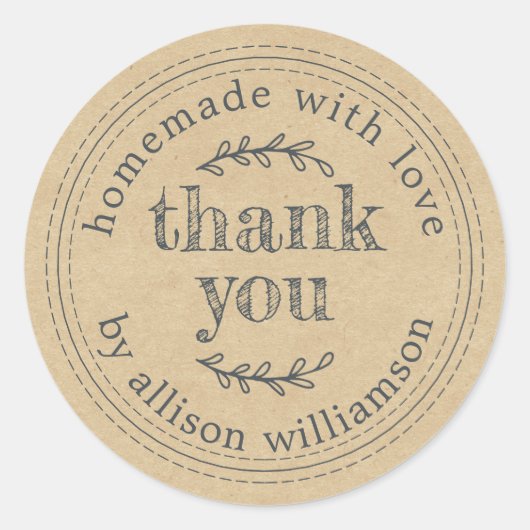 手作素朴りラブクラフト紙サンキュークラス ラウンドシール (正面)