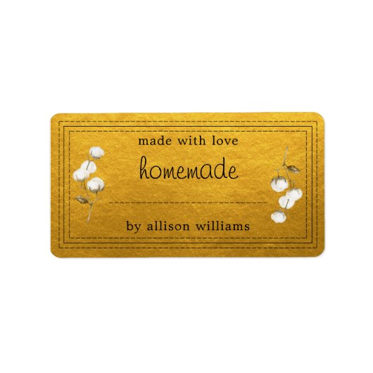 手作素朴りラベルコットンリグ金ゴールド ラベル (正面)