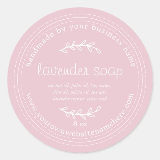 手作素朴りラベンダーソープパフェイトピンク ラウンドシール (正面)