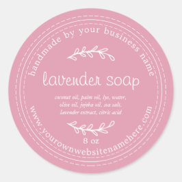 手作素朴りラベンダー石鹸シーピンク ラウンドシール